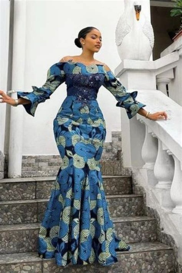 Ankara evening gown with long sleeves Ankara evening gown with long sleeves