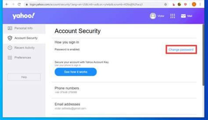 Change Yahoo mail password on iPhone