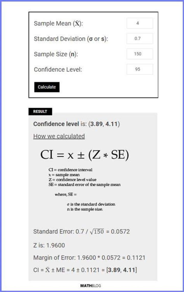 confidence interval calculator with sample size