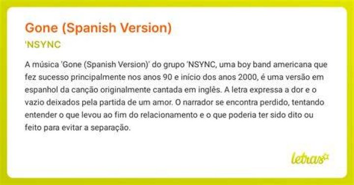 Gone (Spanish Version) - *nsync - popular songs gay version