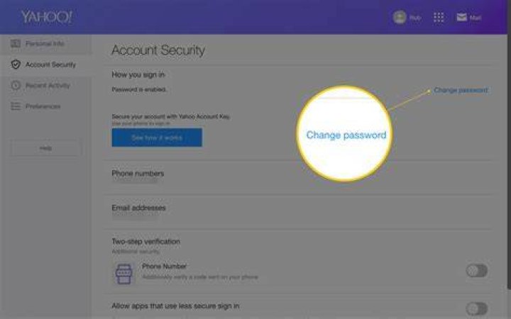 How to change Yahoo mail password
