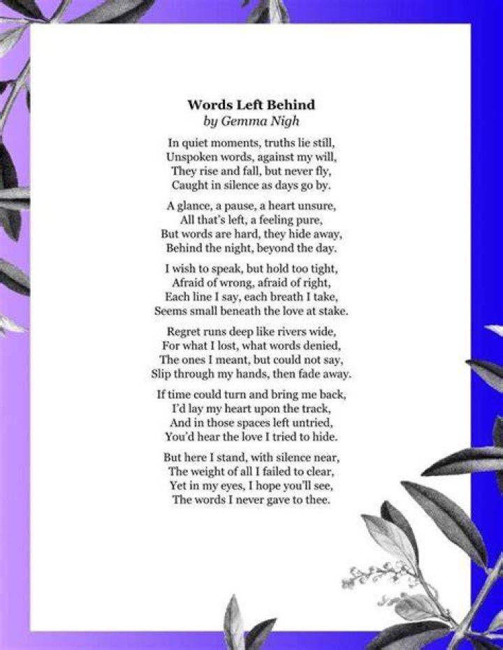 Left Behind... (a heartfelt poem about losing a loved one) - songs about missing someone who died country