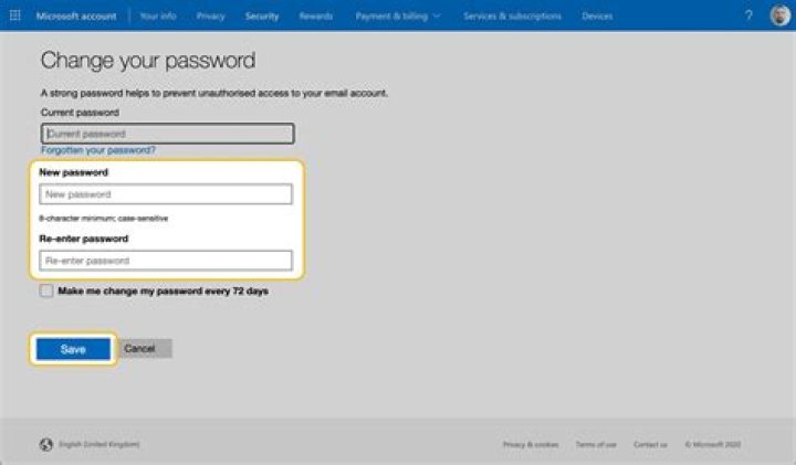 New e-mail password